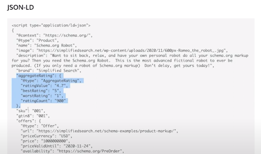 structured markup example for google star ratings and reviews