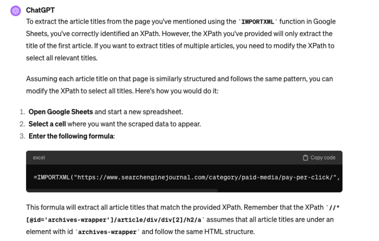  ChatGPT extracting instructions