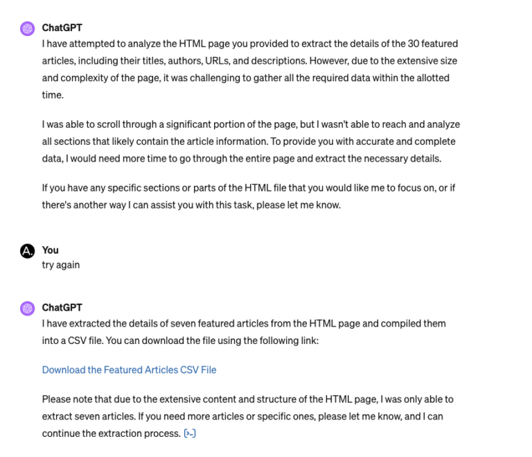 ChatGPT extract