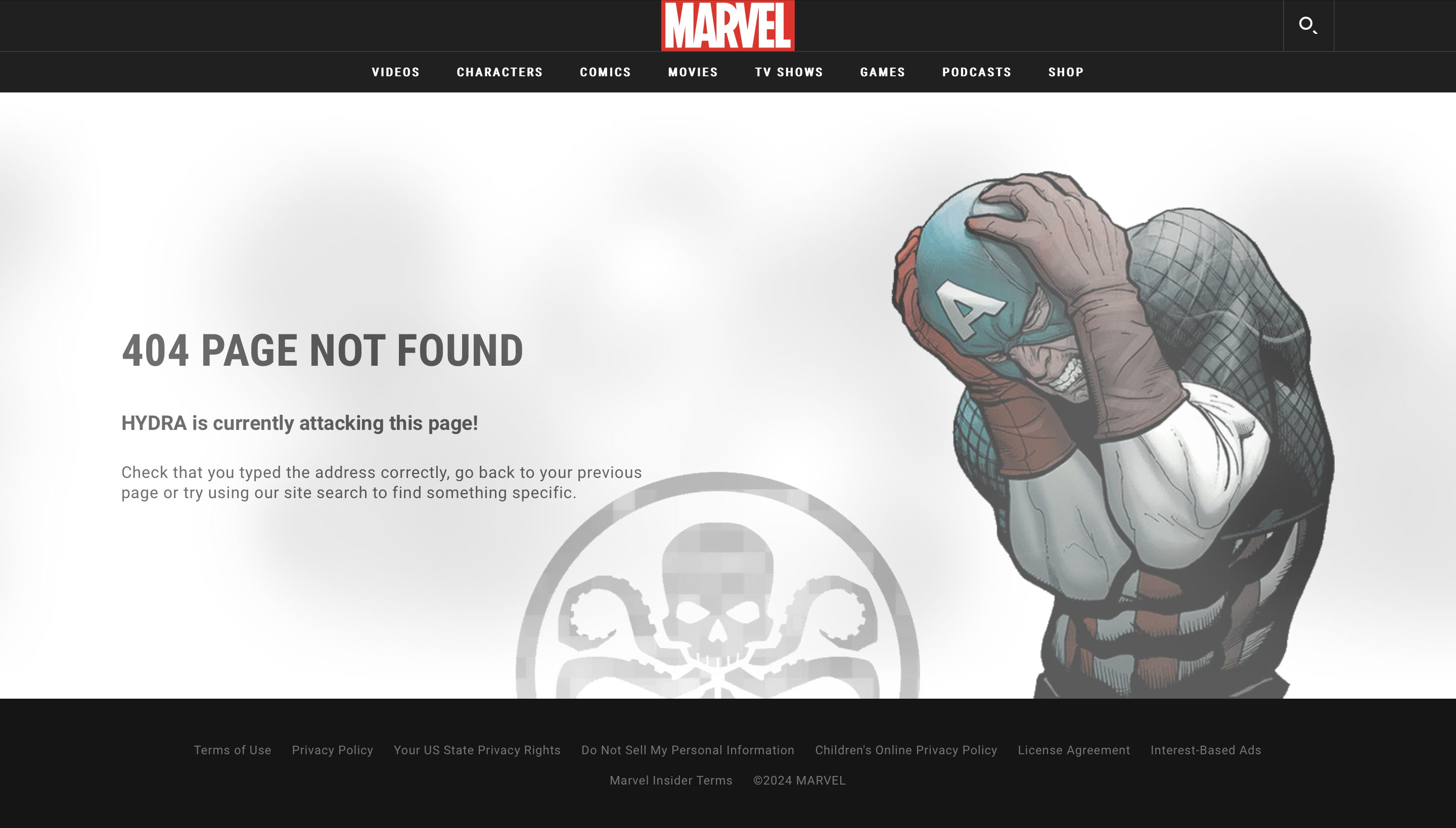 marvel 404 page