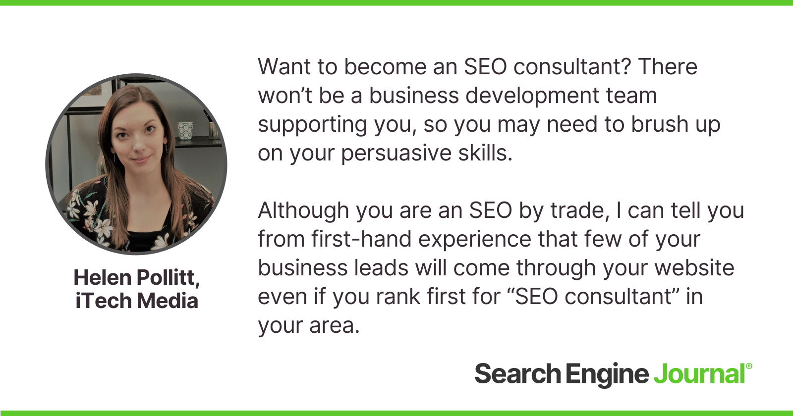 Helen Pollitt shares tips for becoming an SEO consultant.