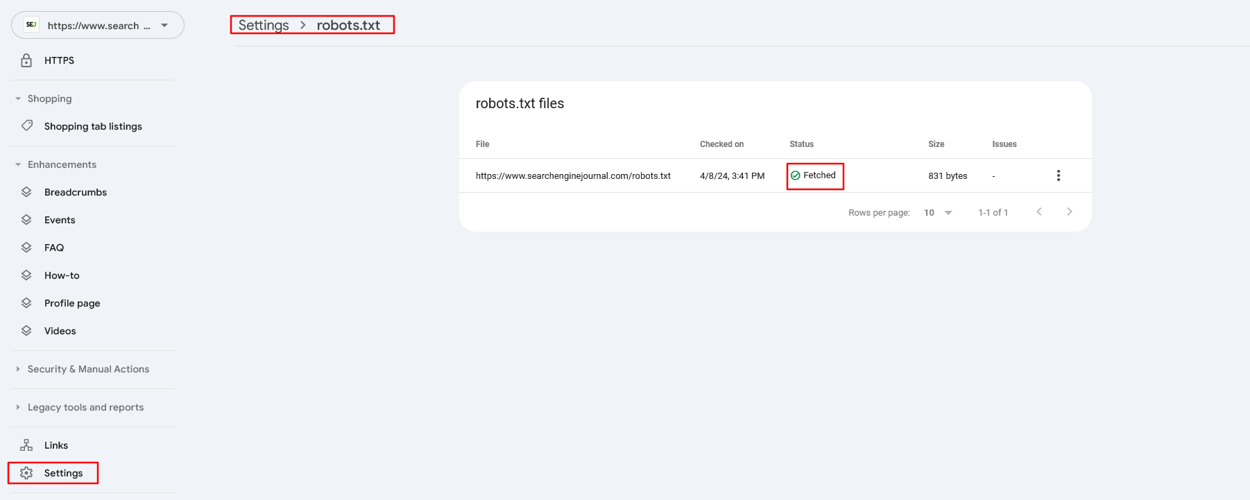 Robots.txt Setting in Search Console
