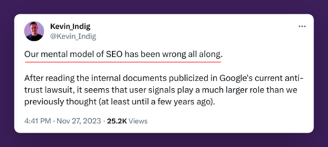 Kevin Indig's take on SEO tweet