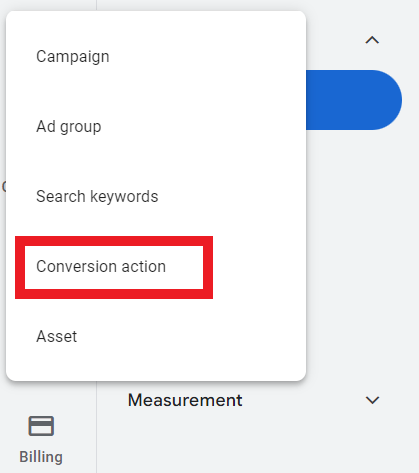 Create a conversion action in Google Ads