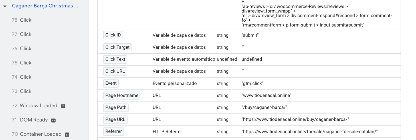 Google Tag Manager: Click text button "Submit"