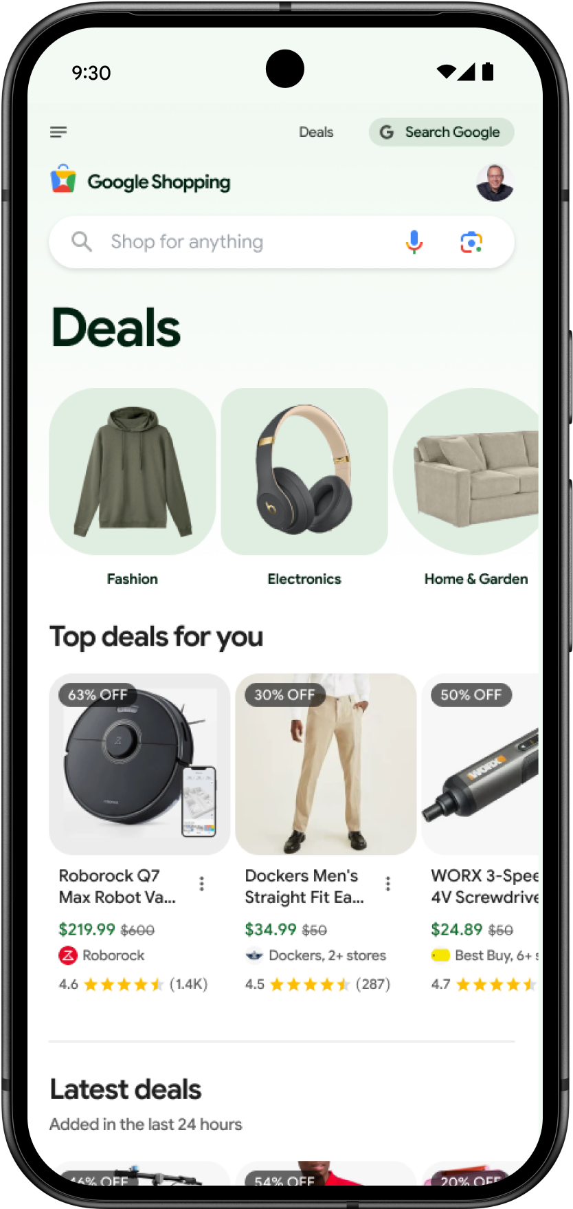 New deals experience in Google Shopping.