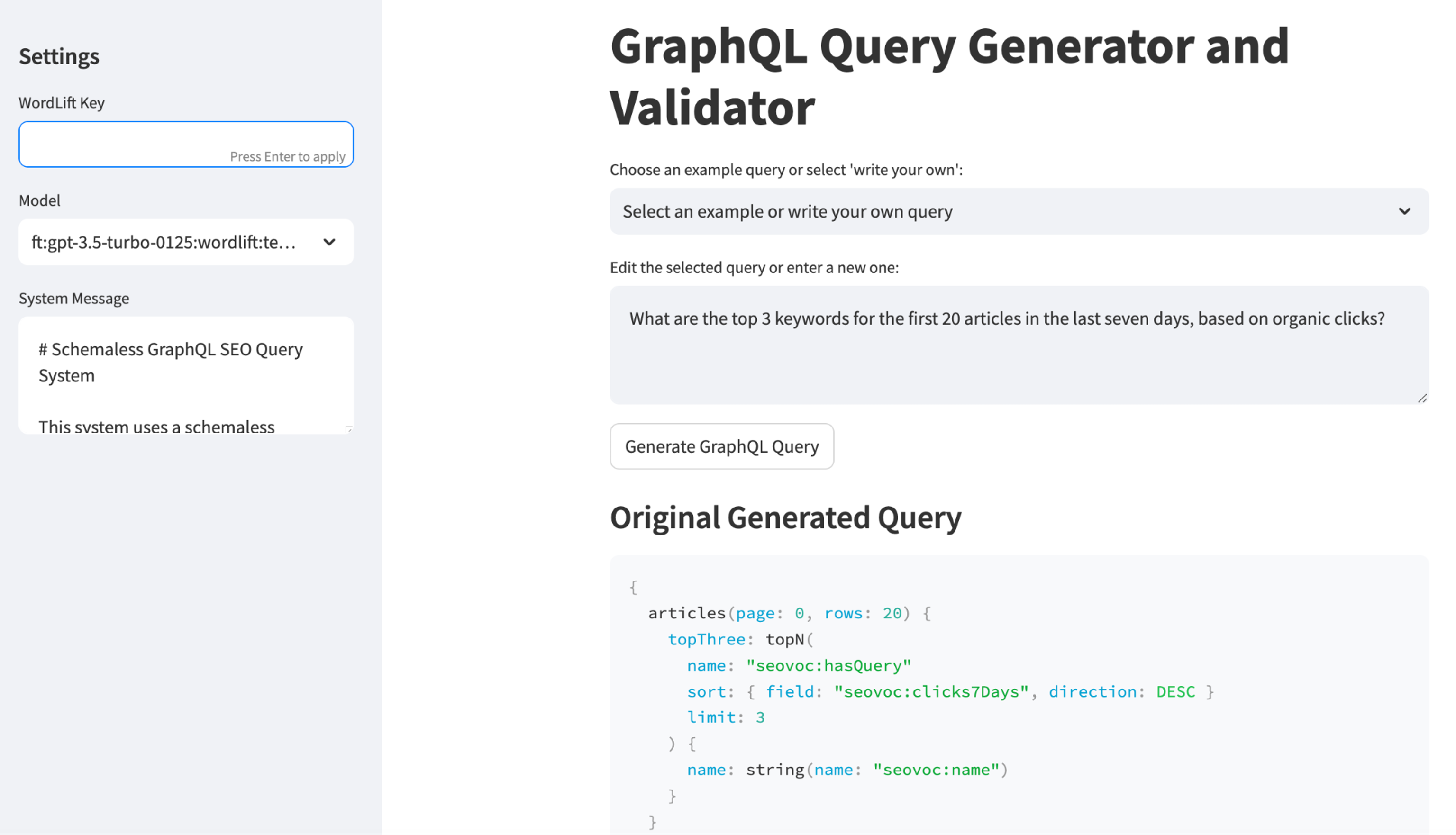 GraphQL Query Generator and Validator