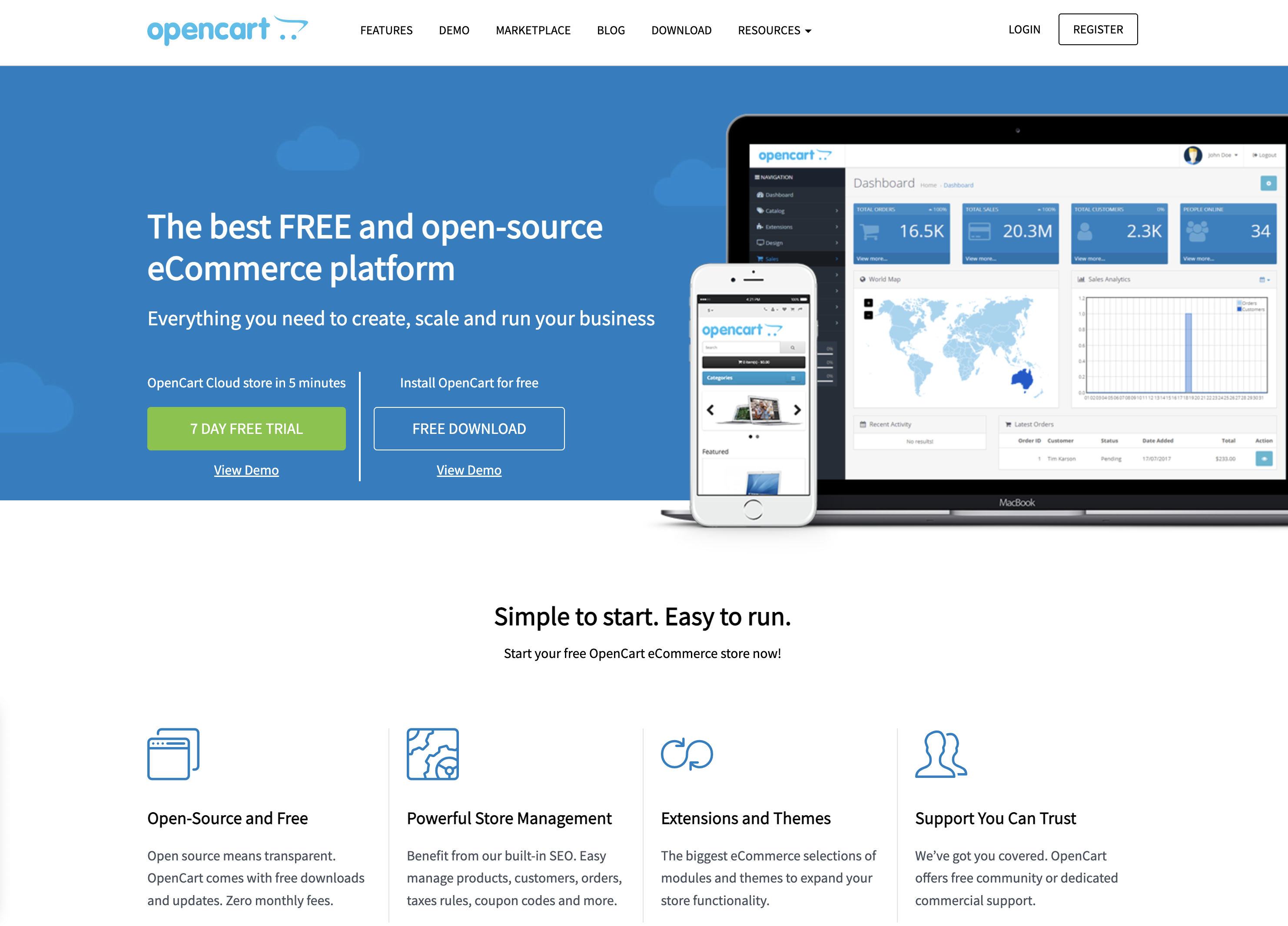 opencart website homepage