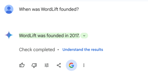 Asking "When was WordLift founded" to Google Gemini.