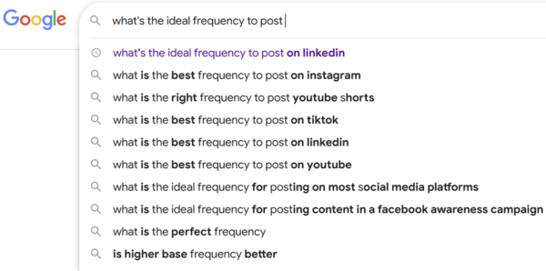 Google search: What's the ideal frequency to post?