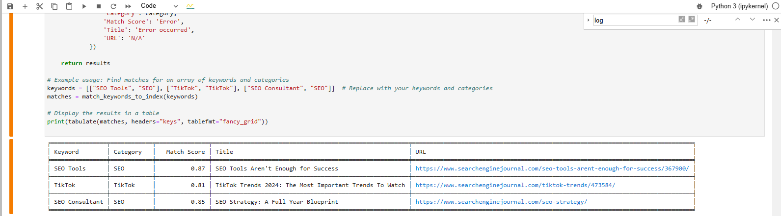 Find a match for the keyword phrase from vector database