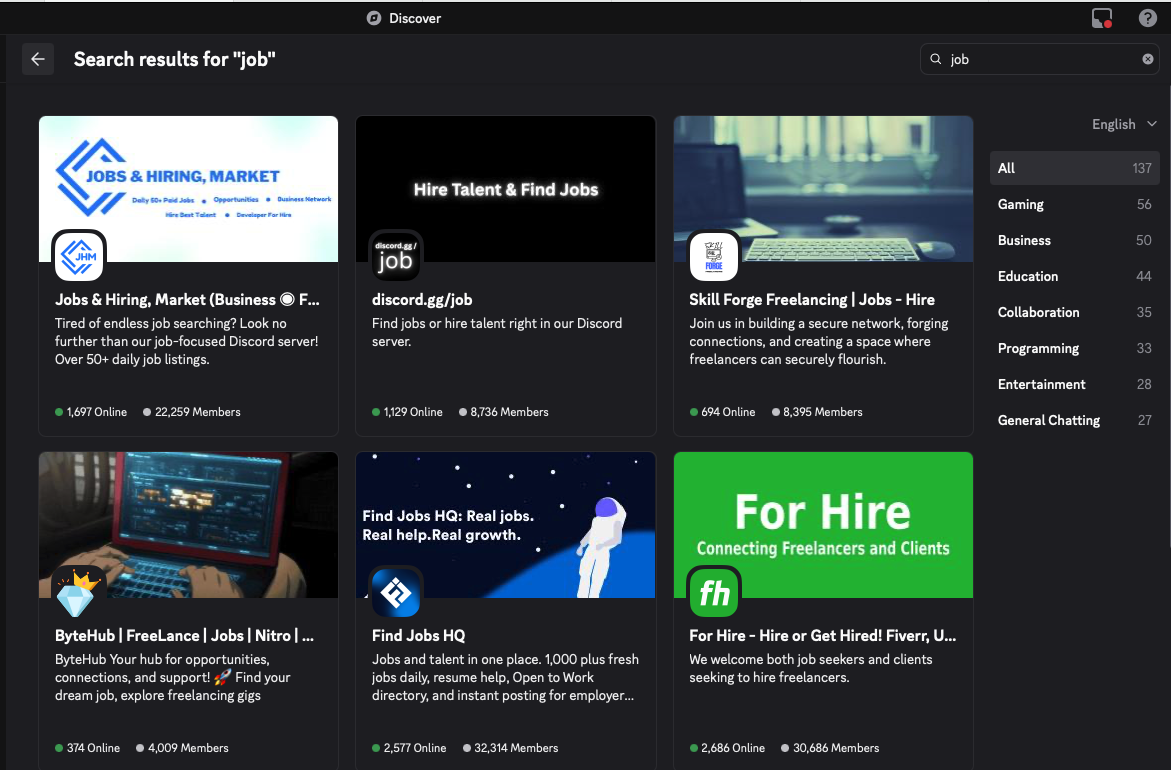 Job boards on Discord